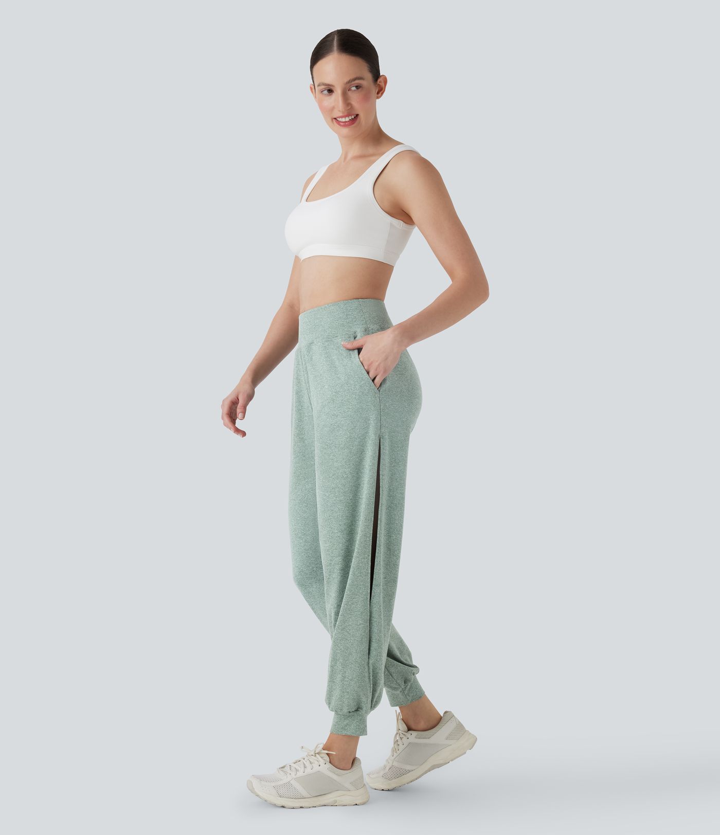High Waisted Cut Out Casual Joggers with Pockets