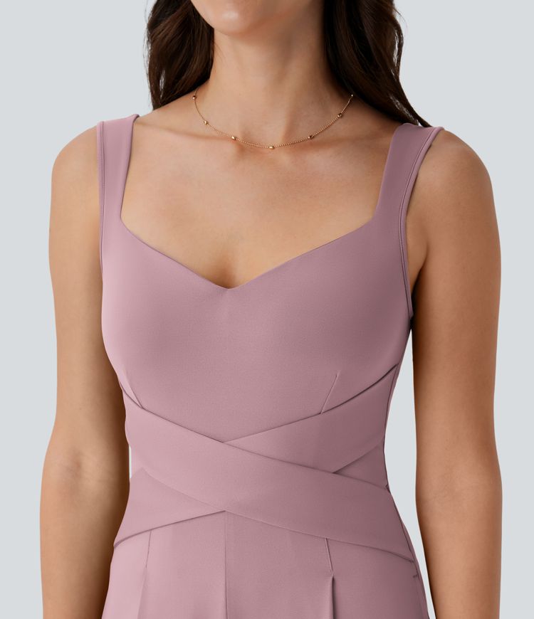 U Back Sleeveless Casual Jumpsuit with Pockets