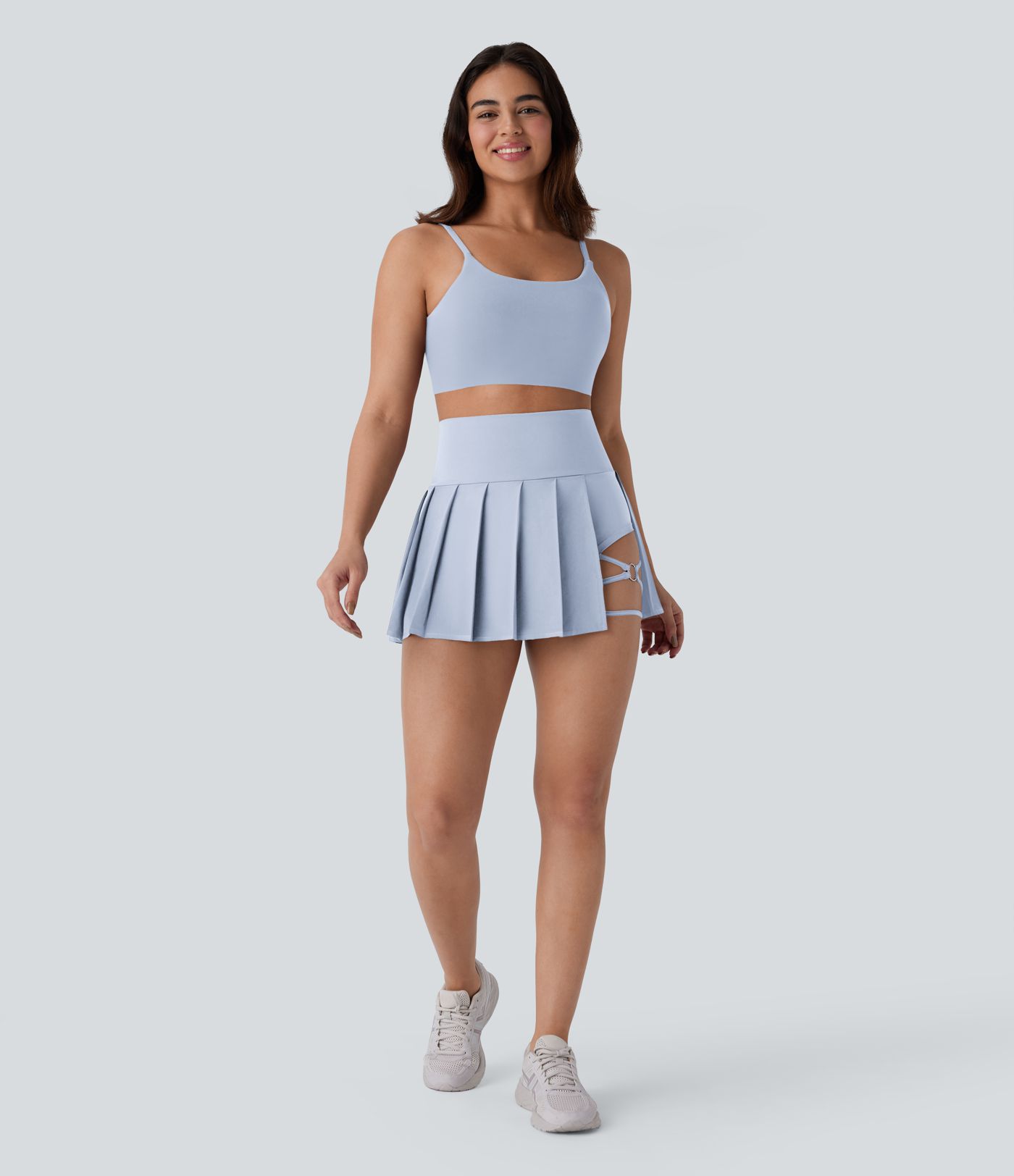Breezeful™ High Waisted Pleated 2-in-1 Side & Pocket Asymmetric Hem Quick Dry Mini Dance Skirt