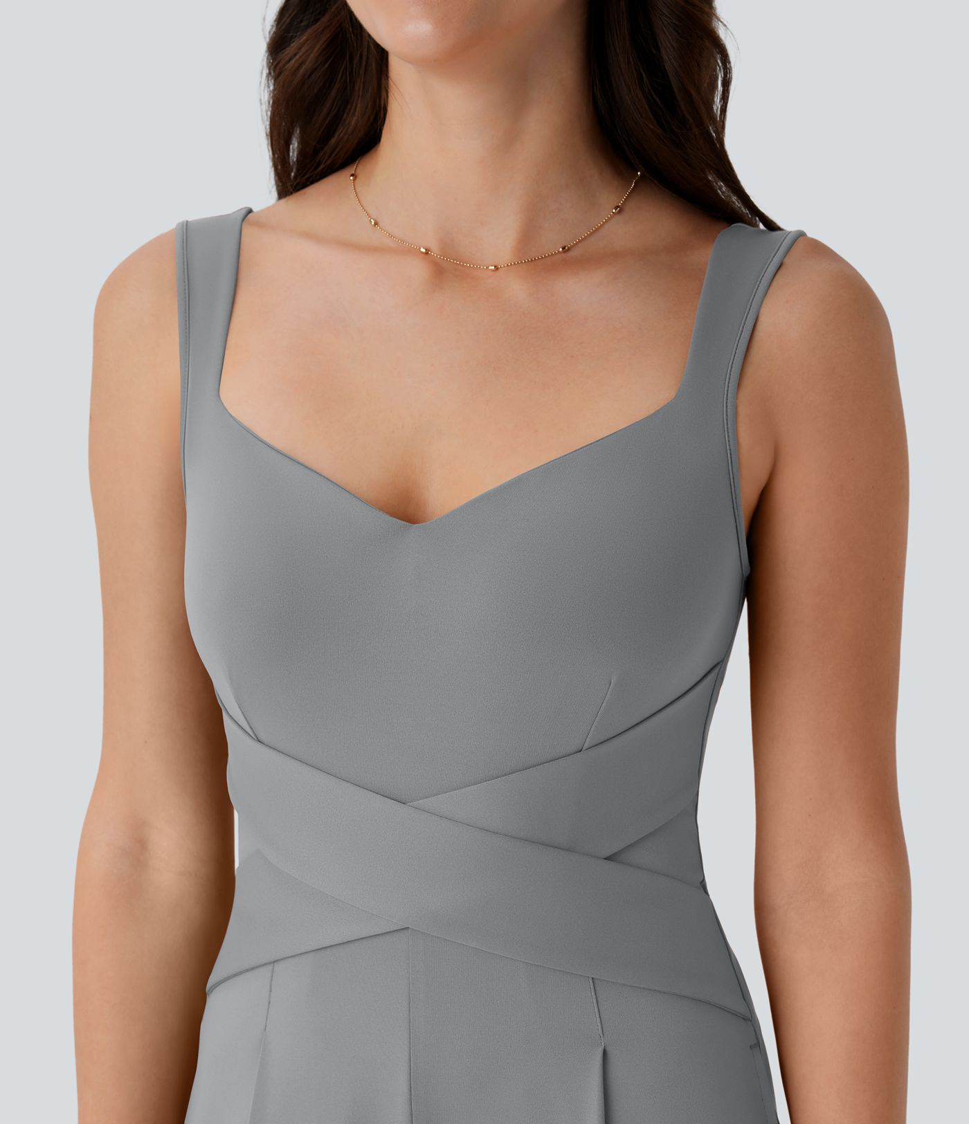 U Back Sleeveless Casual Jumpsuit with Pockets