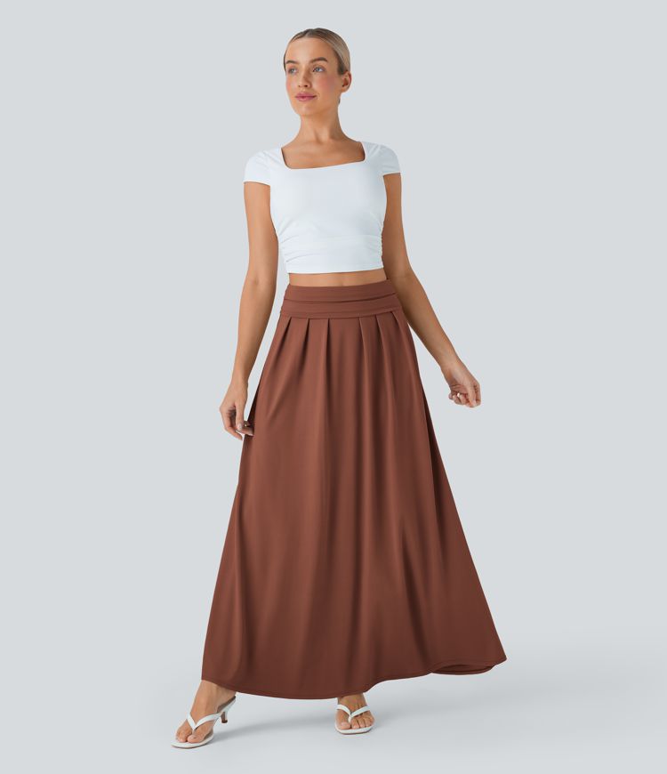 Разширена макси пола с висока талия, контрол на корема и джобове за ежедневно облекло