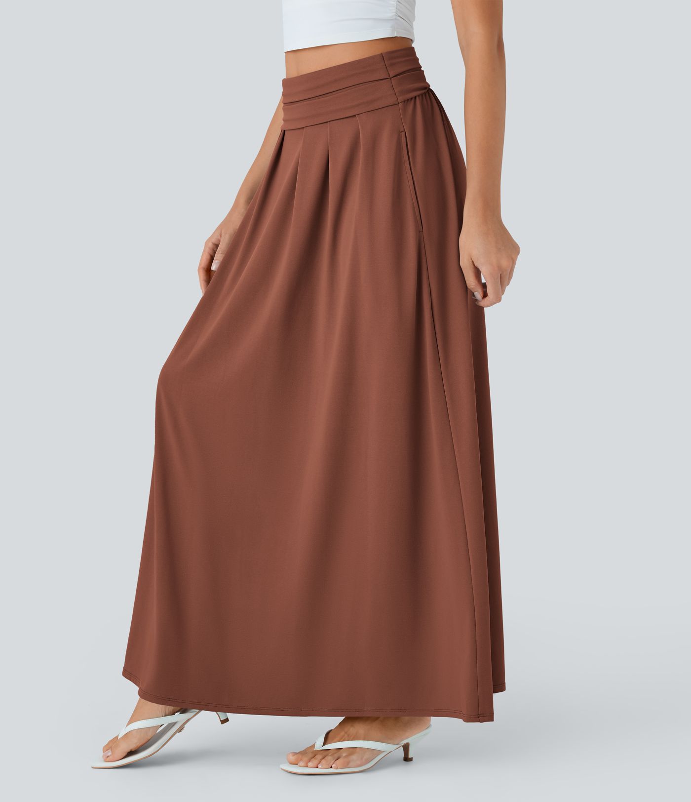 Разширена макси пола с висока талия, контрол на корема и джобове за ежедневно облекло