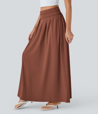 Разширена макси пола с висока талия, контрол на корема и джобове за ежедневно облекло