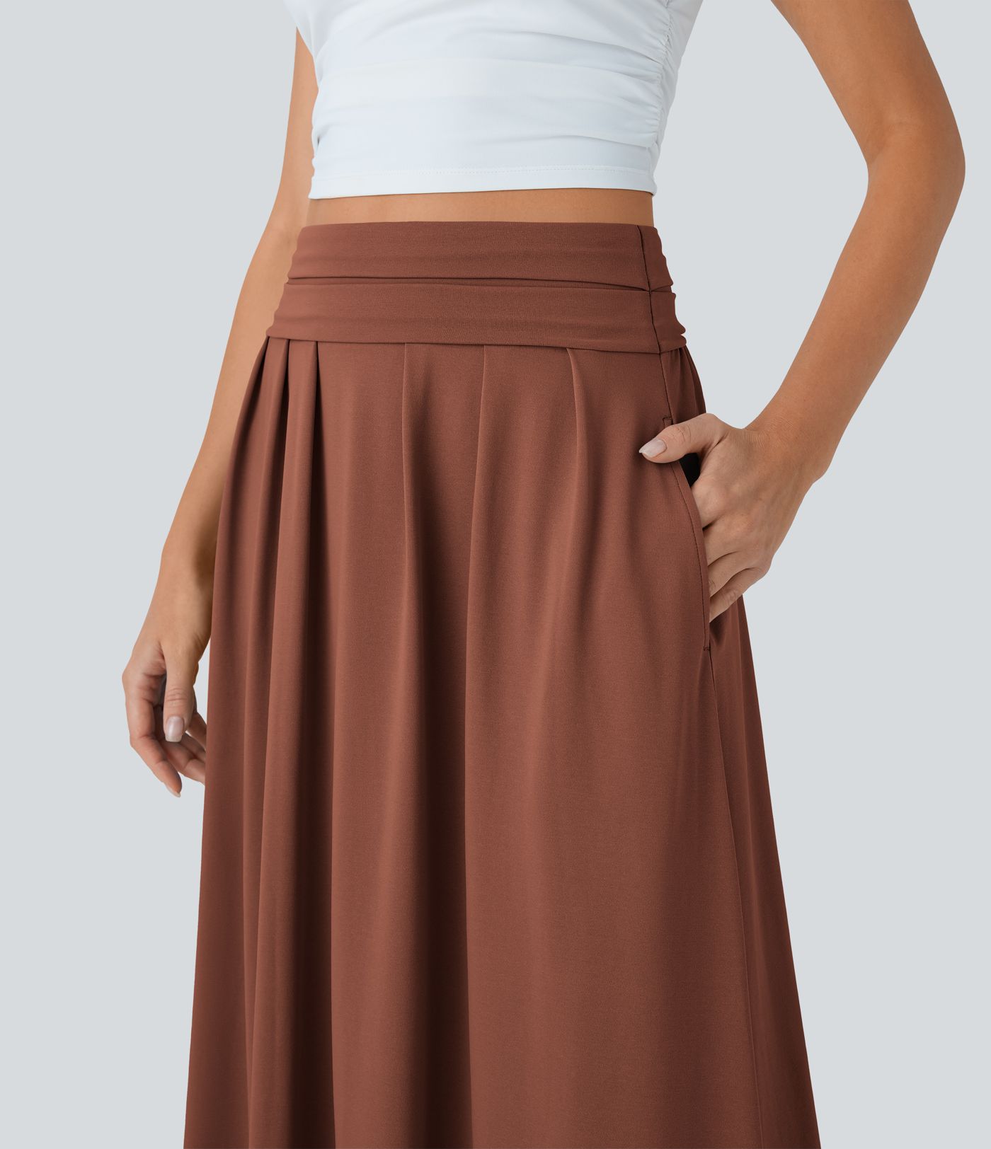 Разширена макси пола с висока талия, контрол на корема и джобове за ежедневно облекло