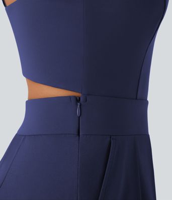 Breezeful™ Wide Leg Quick Dry Casual Slip Jumpsuit with Pockets-Easy Peezy Edition