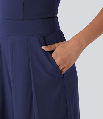 Breezeful™ Wide Leg Quick Dry Casual Slip Jumpsuit with Pockets-Easy Peezy Edition