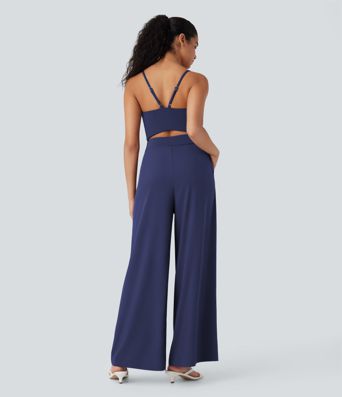 Breezeful™ Wide Leg Quick Dry Casual Slip Jumpsuit with Pockets-Easy Peezy Edition