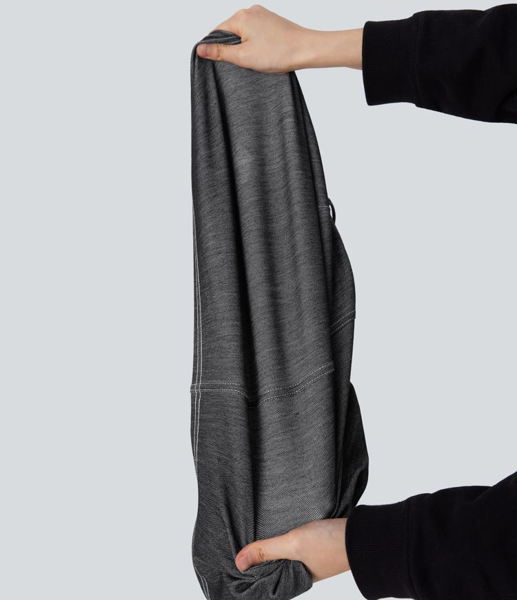 Halara Flex™ High Waisted 2-in-1 Cool Touch Washed Stretchy Knit Denim Mini Tennis Skirt with Pockets