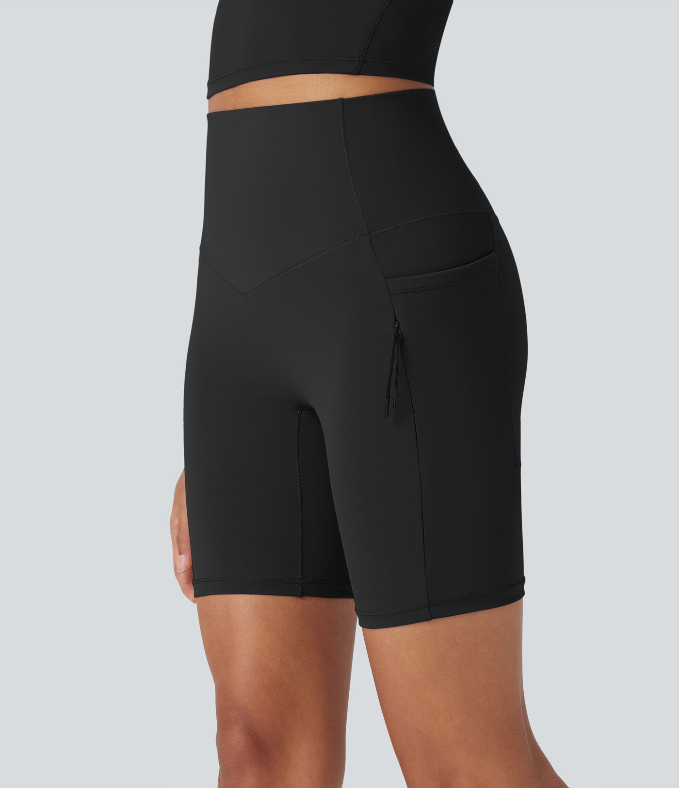 Halara UltraSculpt™ - Wander-Bikershorts mit hohem Bund, mehreren Taschen, Bauchkontrolle und Cool-Touch - schnelltrocknend, 17,8 cm, UPF50+
