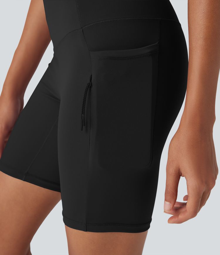 Halara UltraSculpt™ - Wander-Bikershorts mit hohem Bund, mehreren Taschen, Bauchkontrolle und Cool-Touch - schnelltrocknend, 17,8 cm, UPF50+