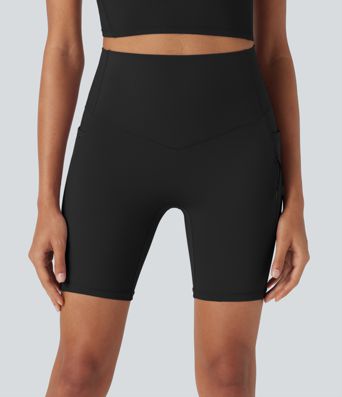 Halara UltraSculpt™ - Wander-Bikershorts mit hohem Bund, mehreren Taschen, Bauchkontrolle und Cool-Touch - schnelltrocknend, 17,8 cm, UPF50+