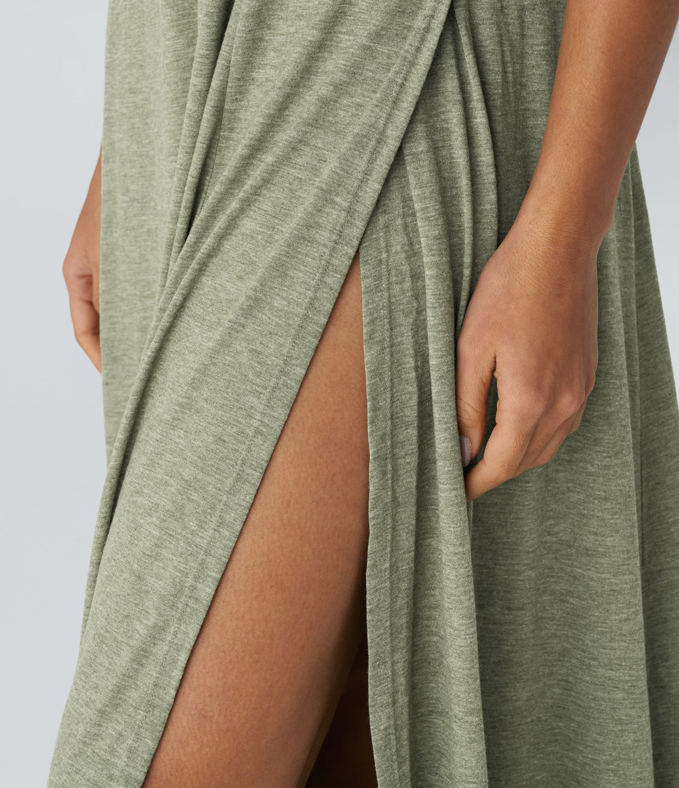 U Neck Backless Split Flowy Women Long Maxi Casual Tank Dress