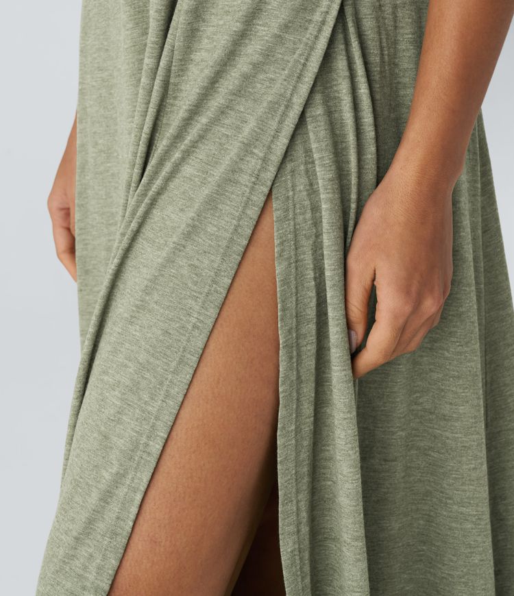 U Neck Flowy Maxi Casual Tank Dress