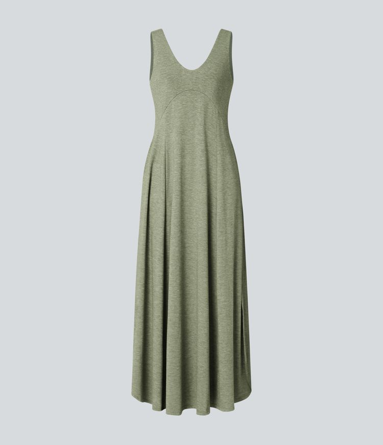 U Neck Flowy Maxi Casual Tank Dress
