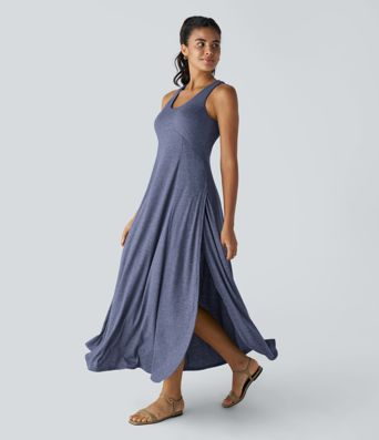 U Neck Flowy Maxi Casual Tank Dress