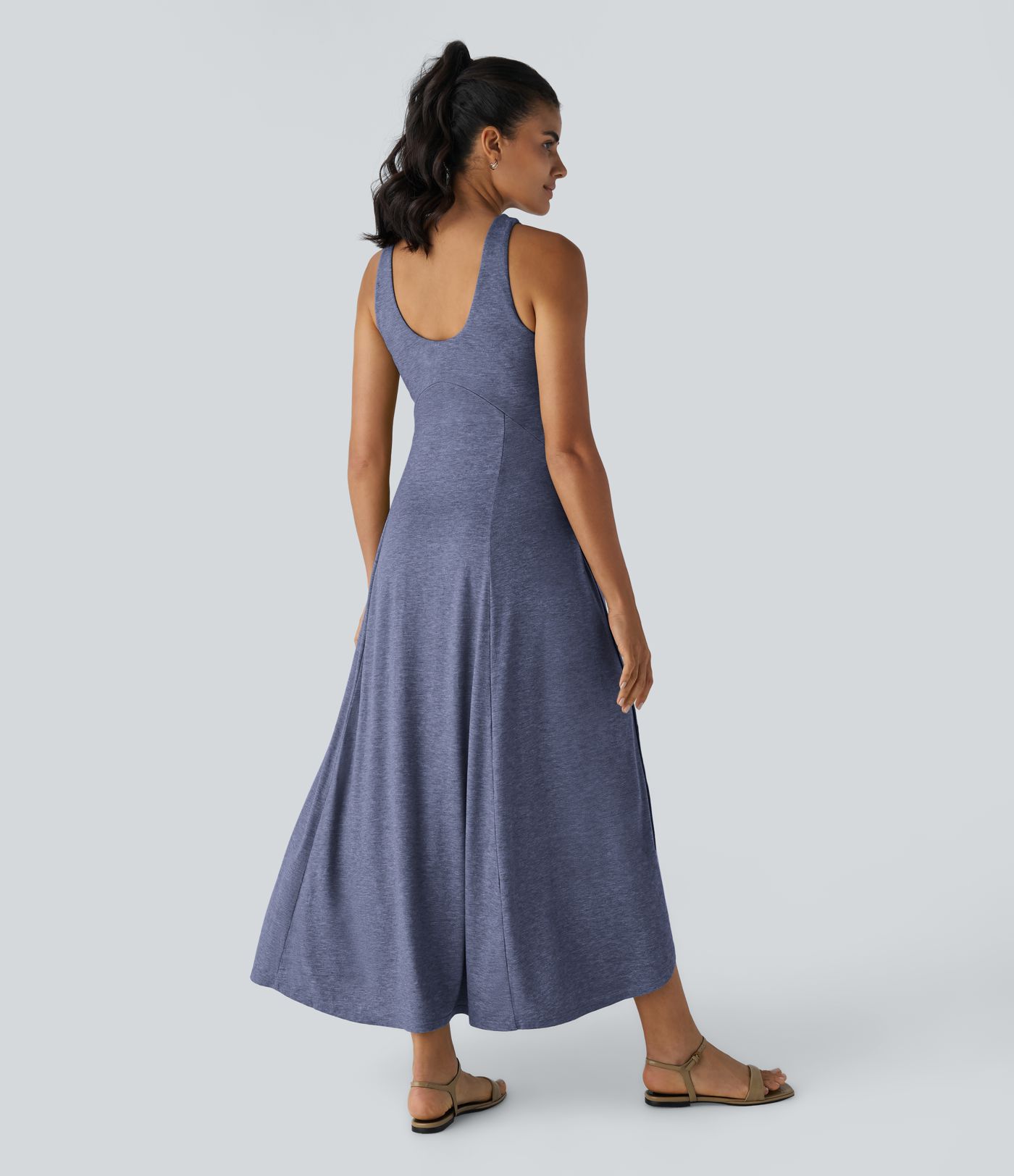 U Neck Flowy Maxi Casual Tank Dress
