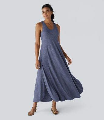 U Neck Flowy Maxi Casual Tank Dress