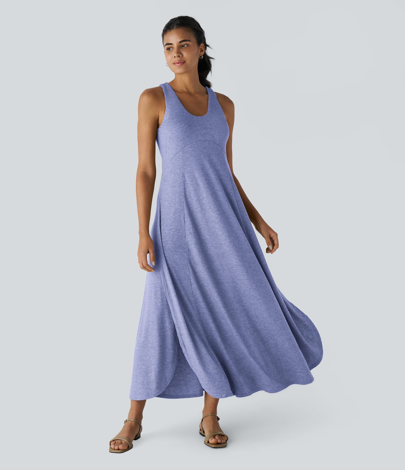 U Neck Flowy Maxi Casual Tank Dress
