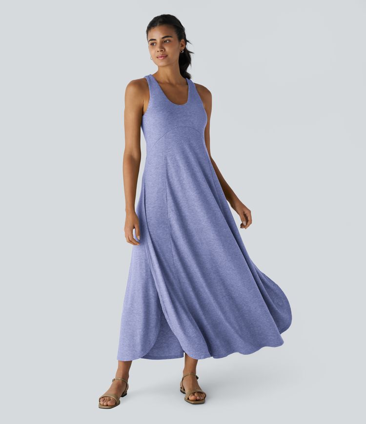 U Neck Flowy Maxi Casual Tank Dress