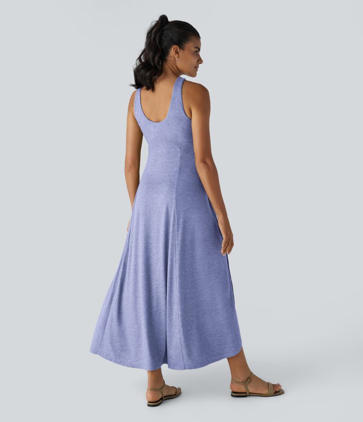 U Neck Flowy Maxi Casual Tank Dress