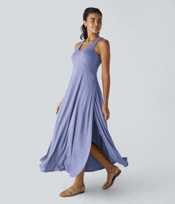 U Neck Flowy Maxi Casual Tank Dress