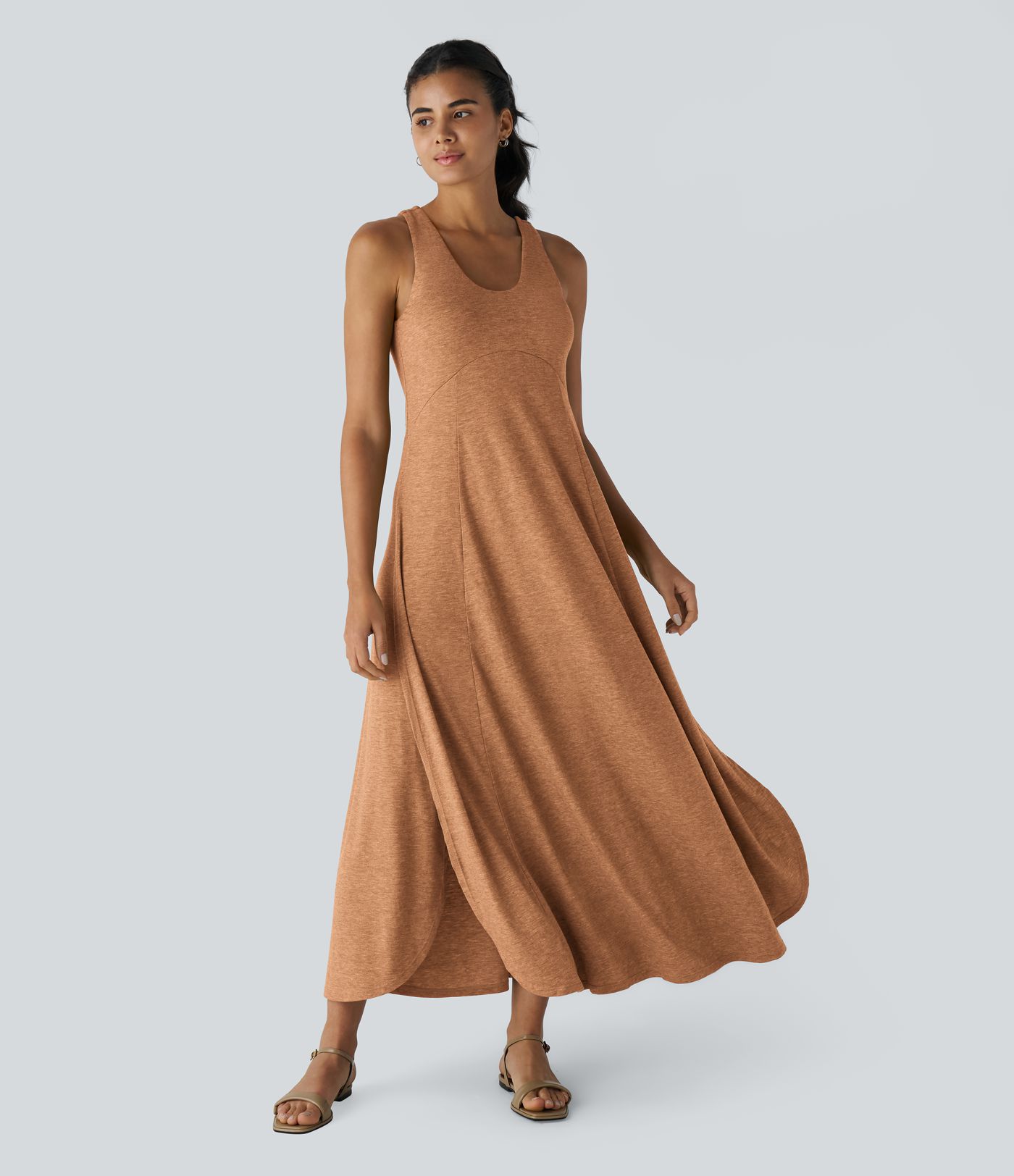 U Neck Flowy Maxi Casual Tank Dress