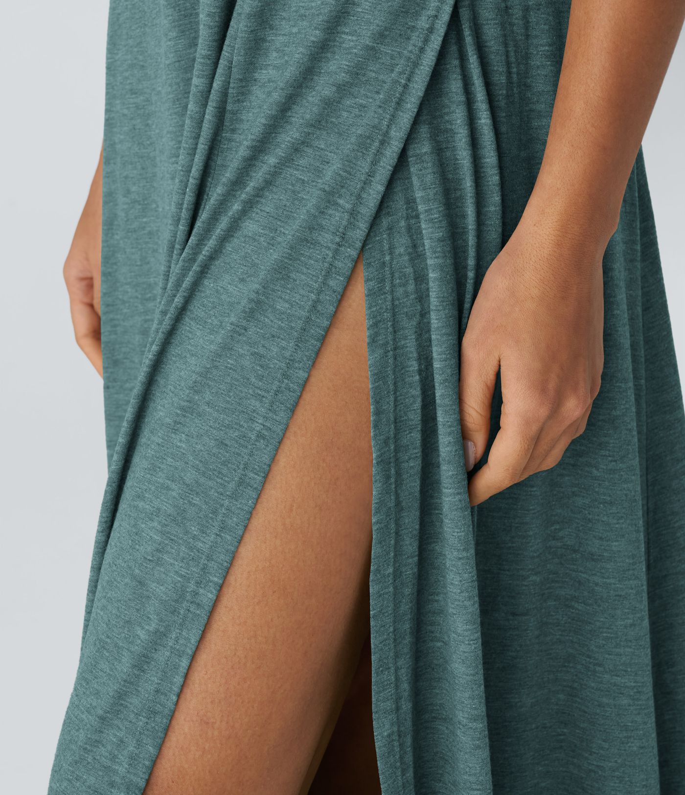 U Neck Backless Split Flowy Maxi Casual Tank Dress