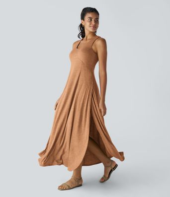 U Neck Flowy Maxi Casual Tank Dress