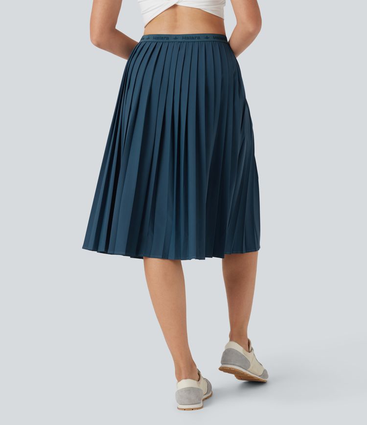 Jupe midi casual taille haute plissée séchage rapide avec poches