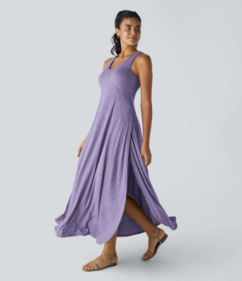 U Neck Flowy Maxi Casual Tank Dress