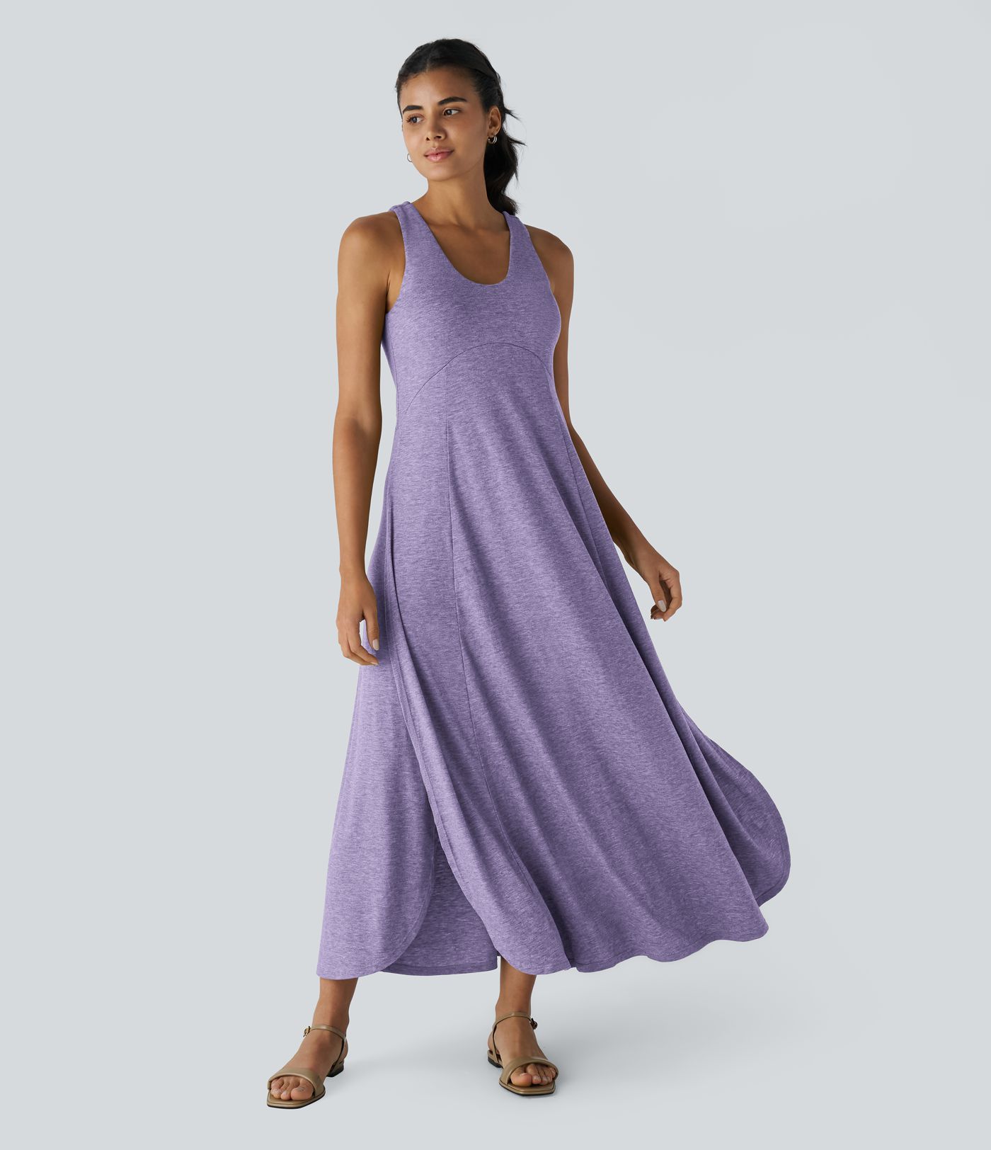 U Neck Flowy Maxi Casual Tank Dress