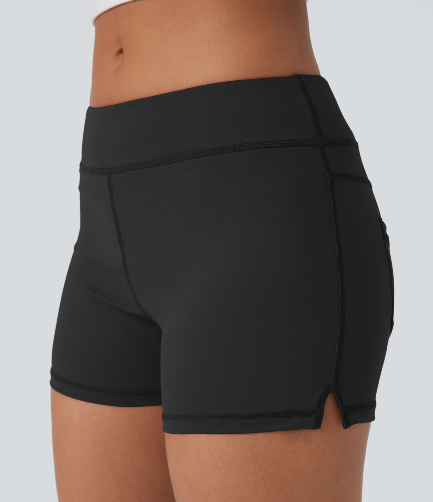 Shorts bikers de yoga de tiro bajo de 7.5cm con bolsillos