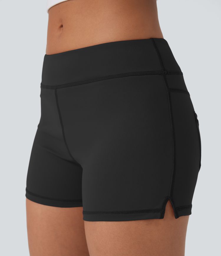 Shorts bikers de yoga de tiro bajo de 7.5cm con bolsillos