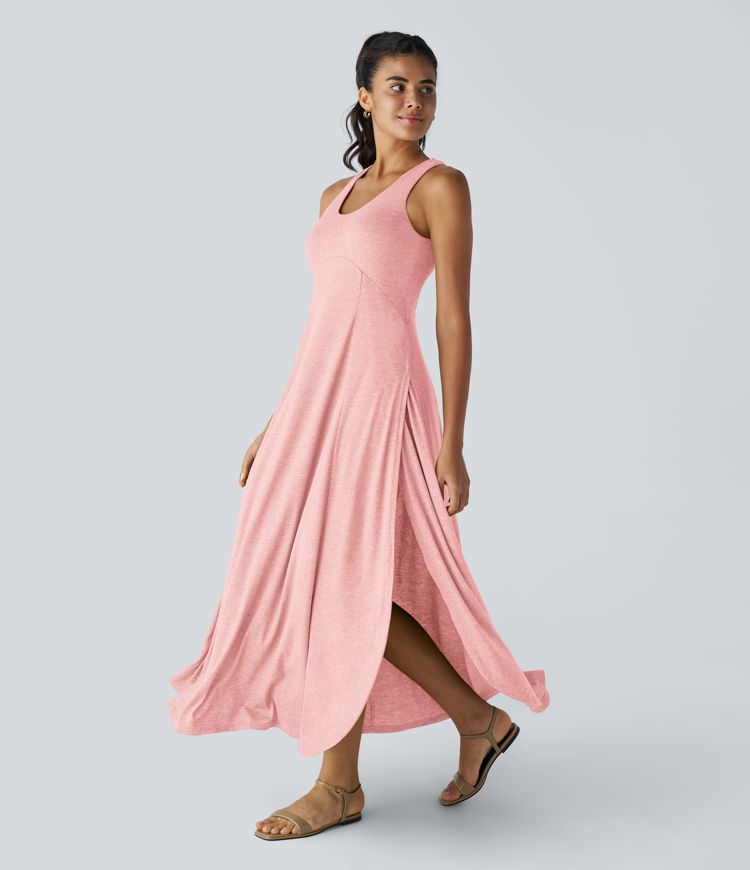 U Neck Flowy Maxi Casual Tank Dress