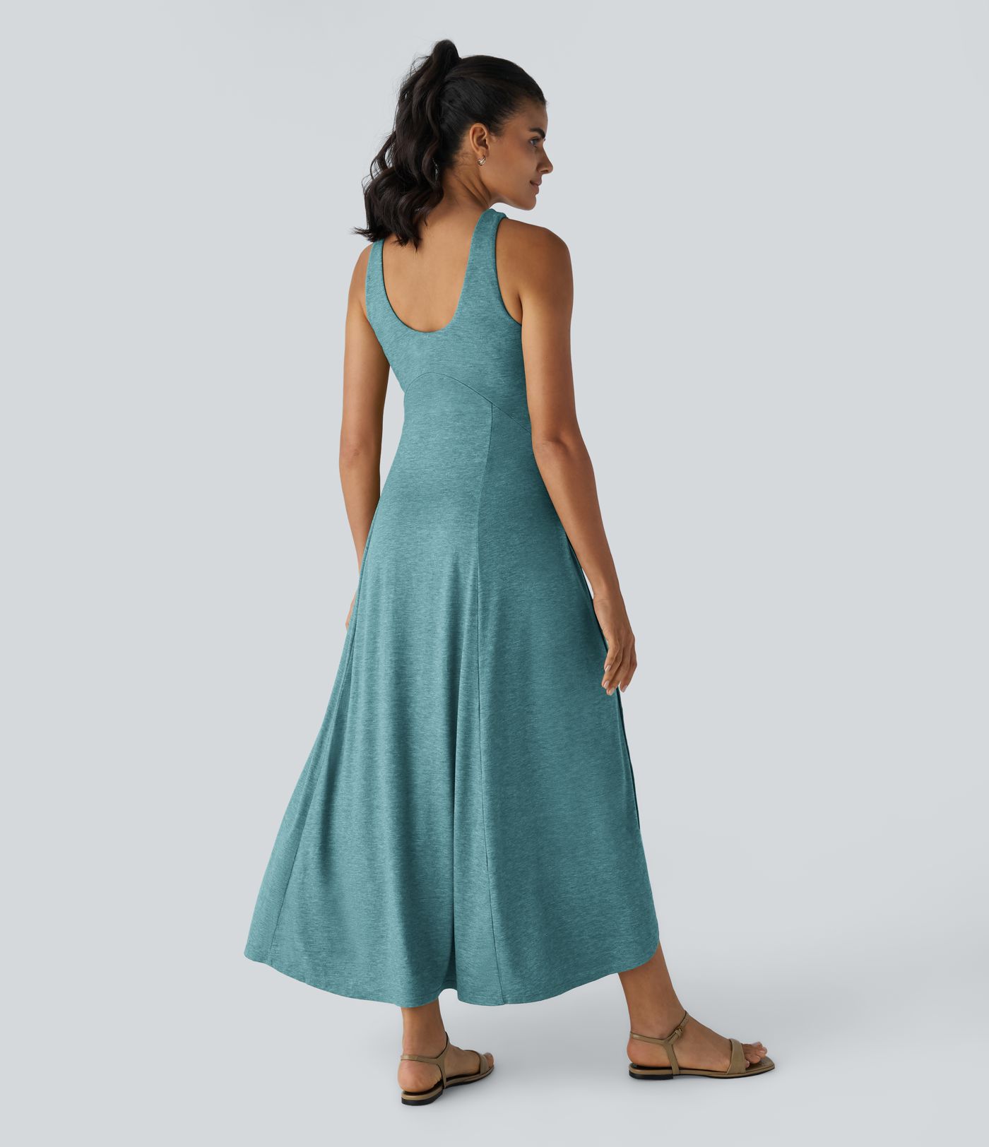 U Neck Flowy Maxi Casual Tank Dress