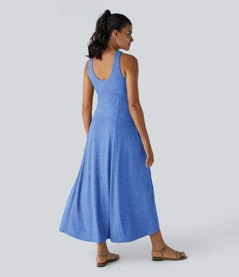 U Neck Flowy Maxi Casual Tank Dress