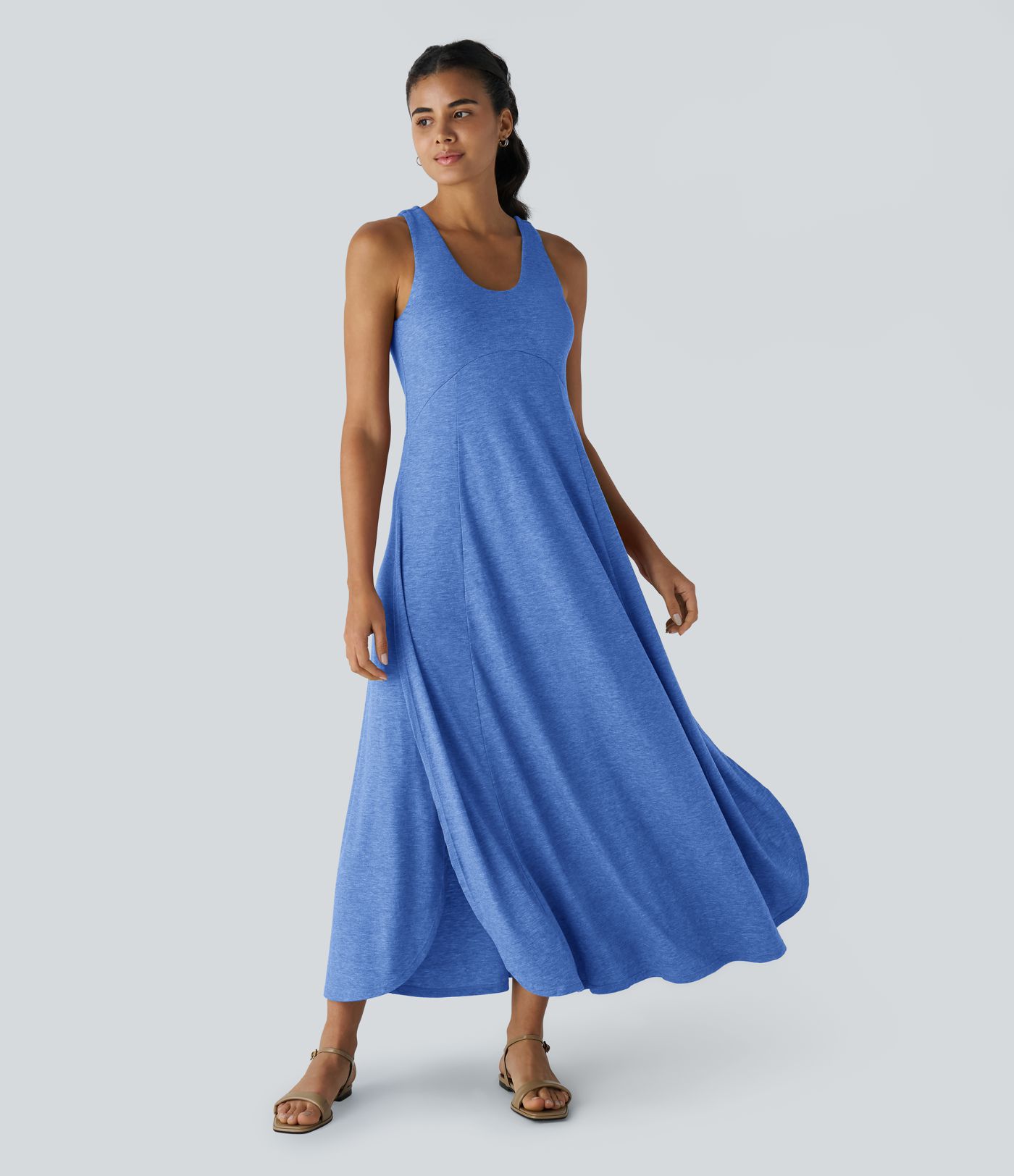 U Neck Flowy Maxi Casual Tank Dress
