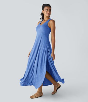 U Neck Flowy Maxi Casual Tank Dress