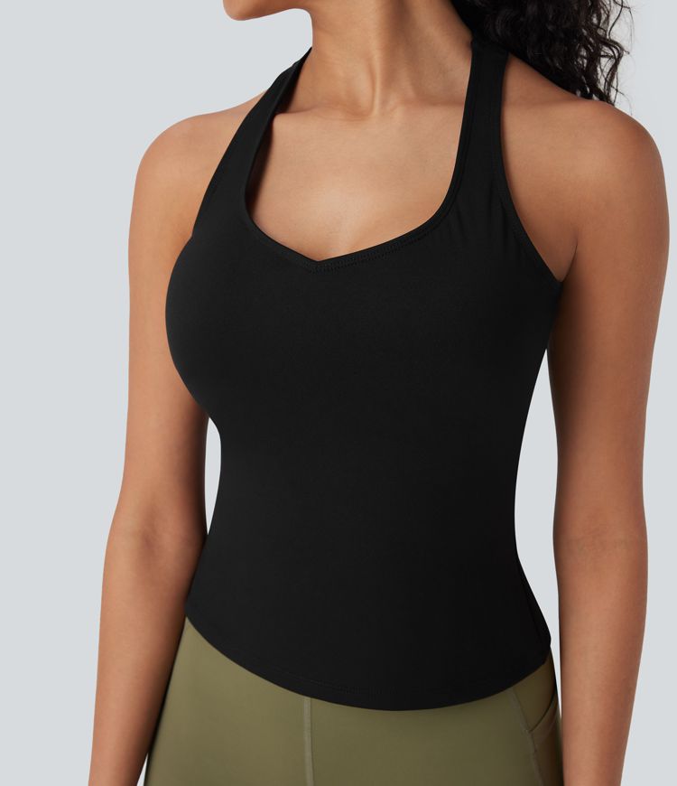 Camiseta de tirantes cruzada para running con espalda abierta