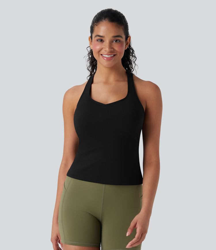 Camiseta de tirantes cruzada para running con espalda abierta