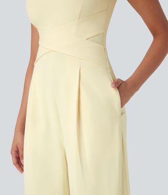 Combinaison décontractée dos nu avec poches latérales