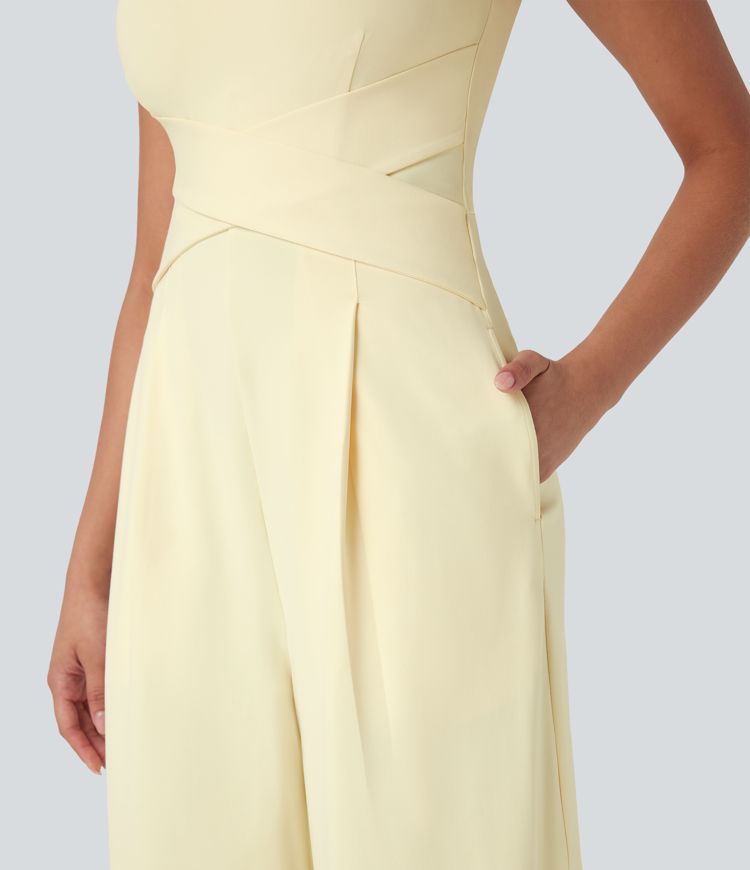 Combinaison décontractée dos nu avec poches latérales