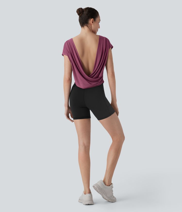 Batwing Sleeve Yoga Sports Top-Front and Back Wearable