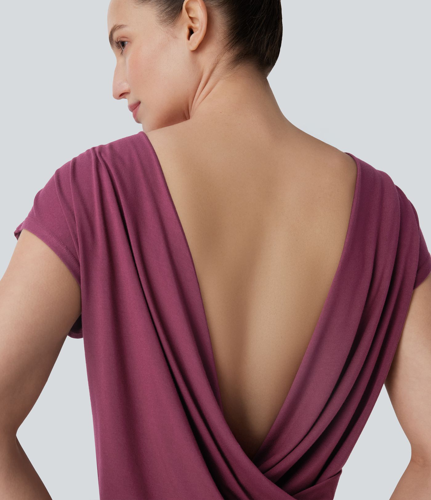 Batwing Sleeve Yoga Sports Top-Front and Back Wearable