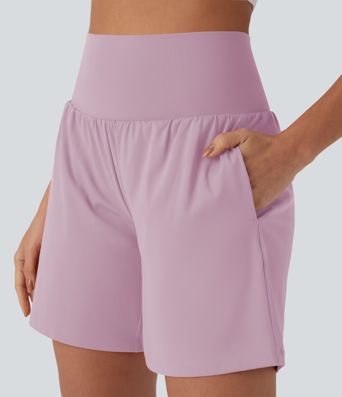 Softlyzero™ Airy Short de yoga 2-en-1 super taille haute avec poches et toucher frais 17,5 cm