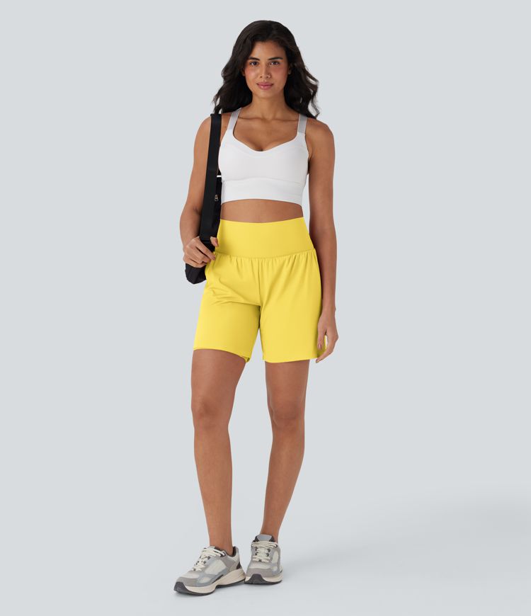 Softlyzero™ Airy Short de yoga 2-en-1 super taille haute avec poches et toucher frais 17,5 cm