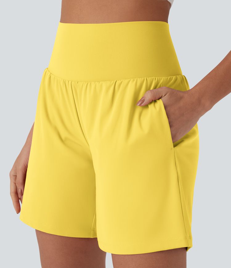 Softlyzero™ Airy Short de yoga 2-en-1 super taille haute avec poches et toucher frais 17,5 cm