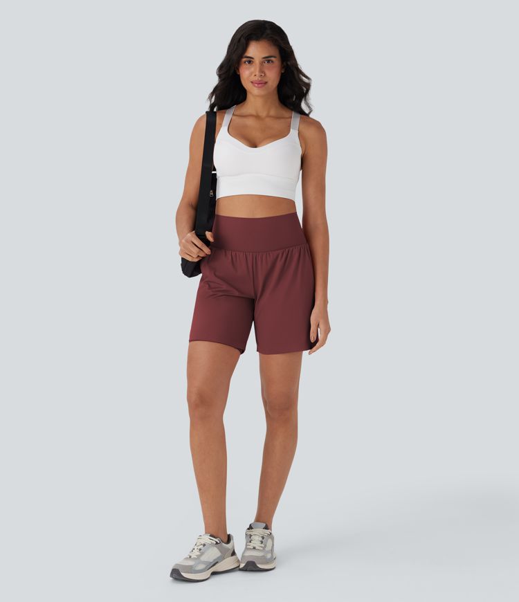 SoftlyZero™ Airy Super High Waisted 2-in-1 Cool Touch Yoga Shorts 7" with Pockets