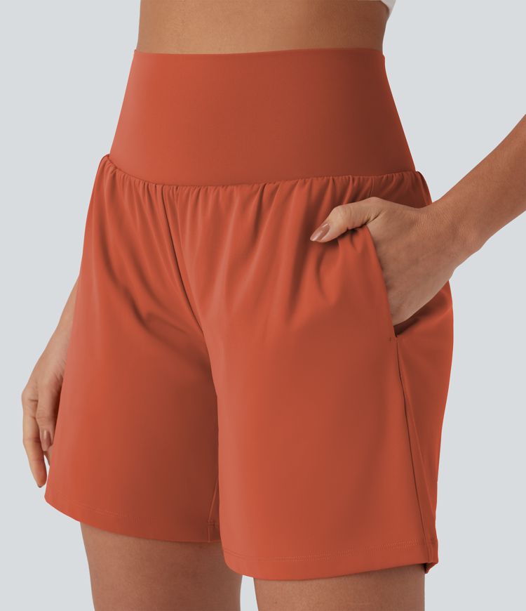 Softlyzero™ Airy Short de yoga 2-en-1 super taille haute avec poches et toucher frais 17,5 cm