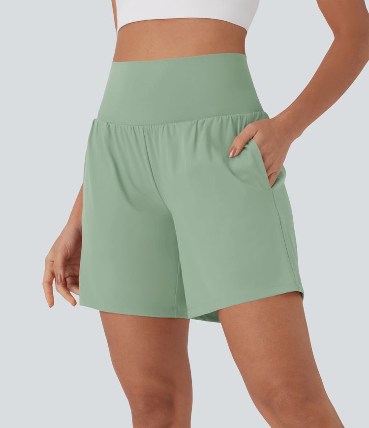 Softlyzero™ Airy Short de yoga 2-en-1 super taille haute avec poches et toucher frais 17,5 cm